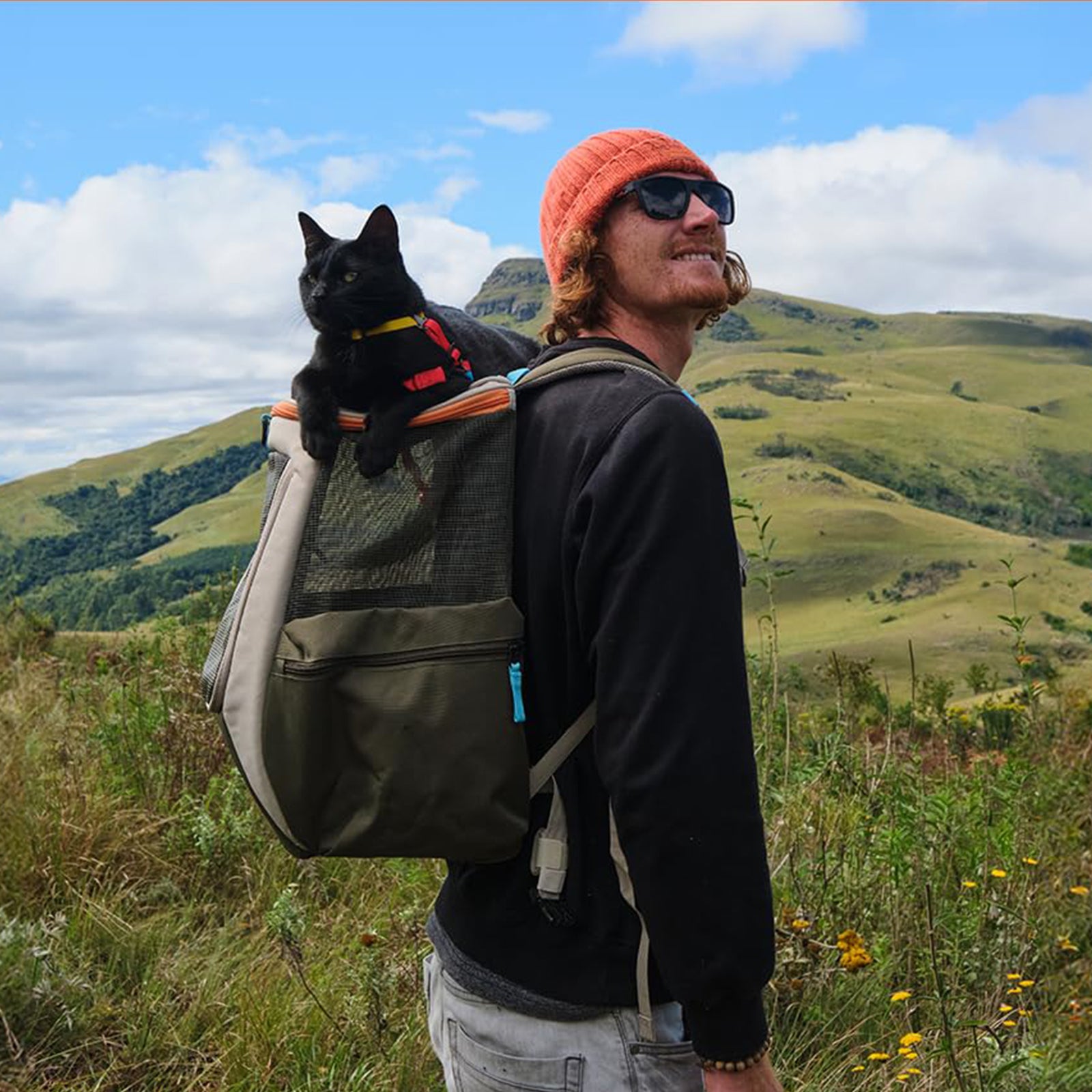 Ventilated Cat Backpack Carrier with Comfortable Travel Design for Outdoor Adventures