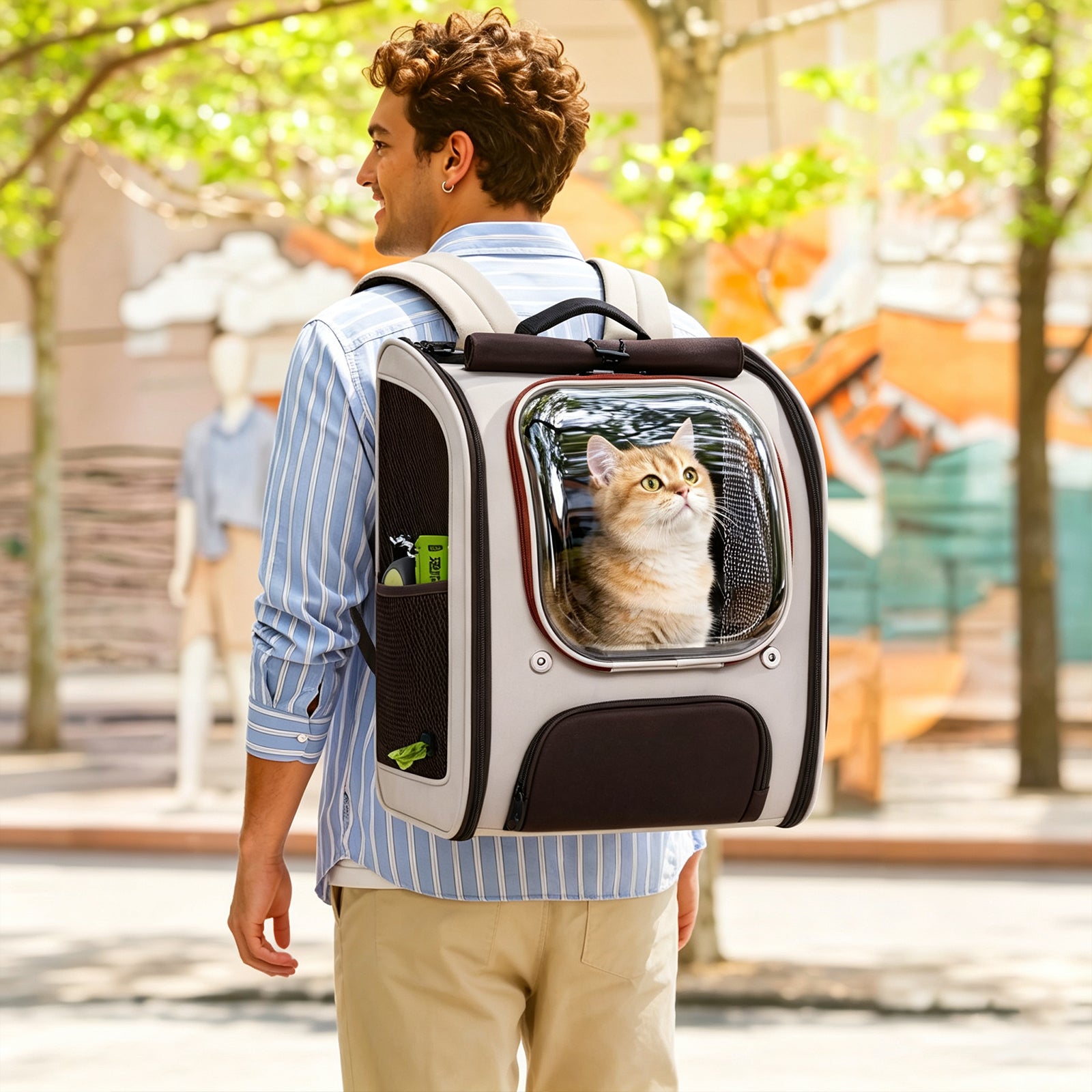 Large Space Dog Backpack Carrier with Transparent Window and Breathable Mesh