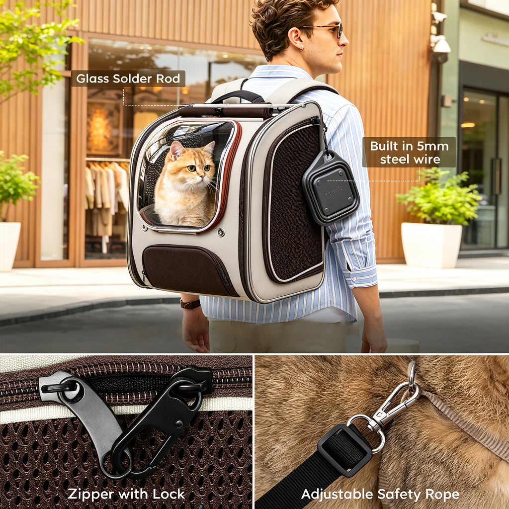 Large Space Dog Backpack Carrier with Transparent Window and Breathable Mesh