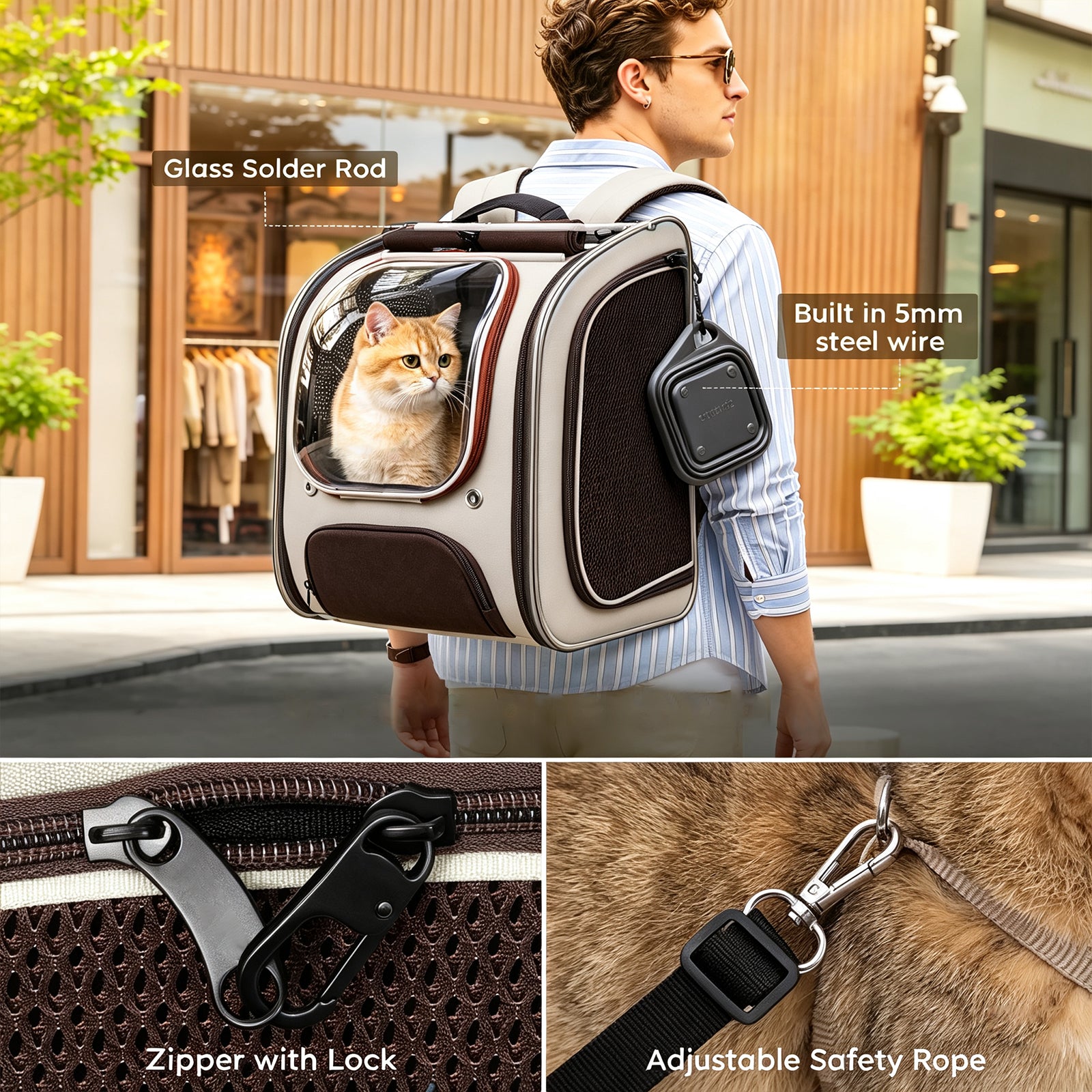Large Space Dog Backpack Carrier with Transparent Window and Breathable Mesh