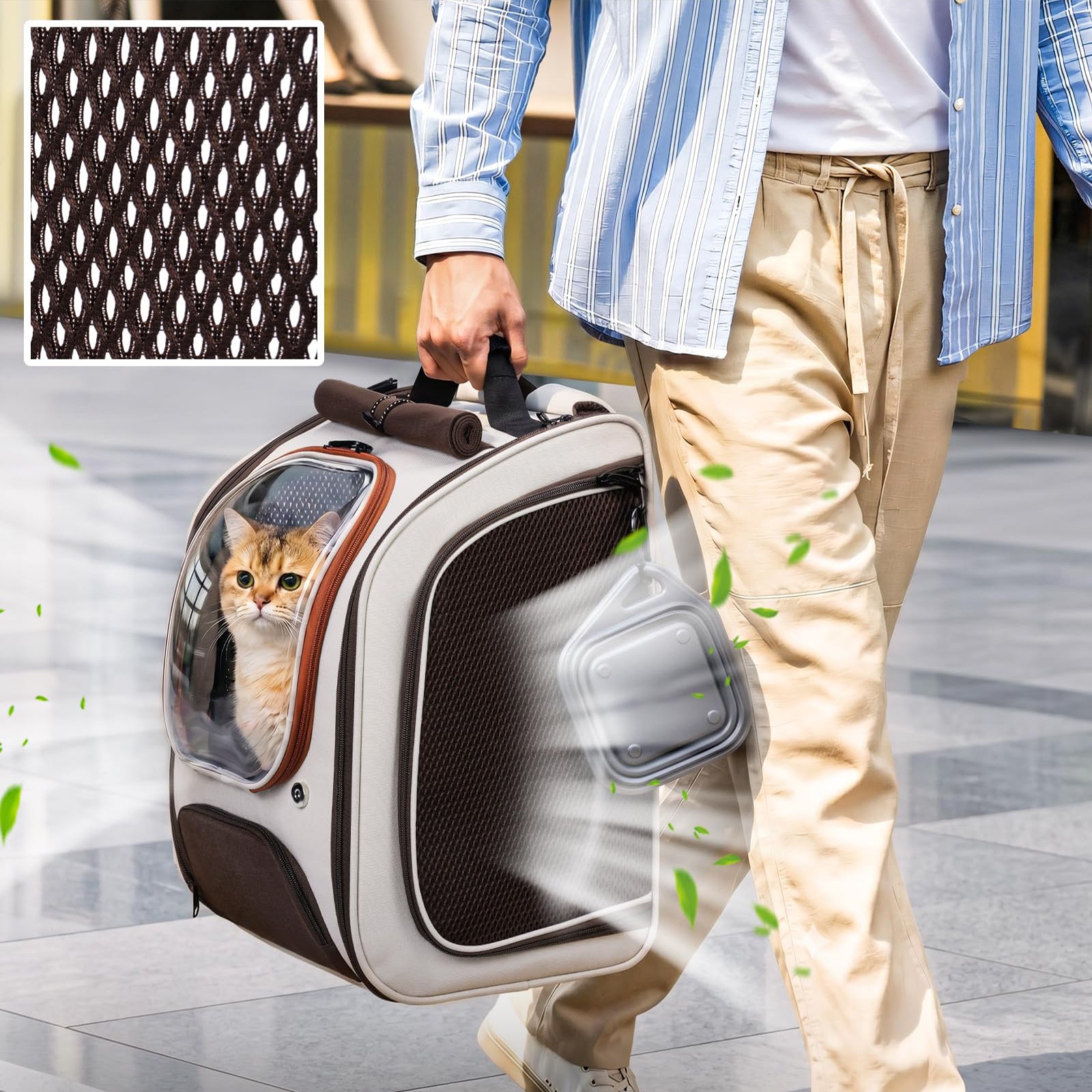 Large Space Dog Backpack Carrier with Transparent Window and Breathable Mesh