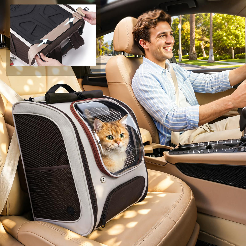 Large Space Dog Backpack Carrier with Transparent Window and Breathable Mesh