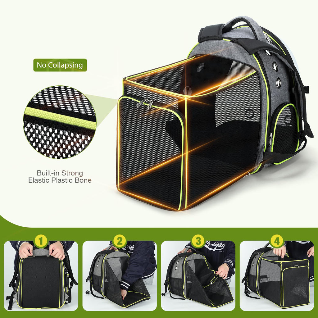 Expandable Cat Backpack Carrier with Transparent Bubble Window for Travel and Outdoor Use