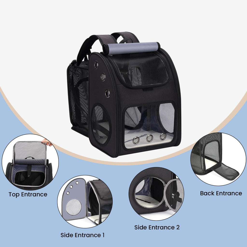 Expandable Cat Backpack Carrier with Large Space and Bubble Window for Travel
